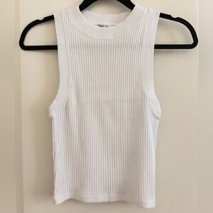 Zara White Ribbed Tank Top